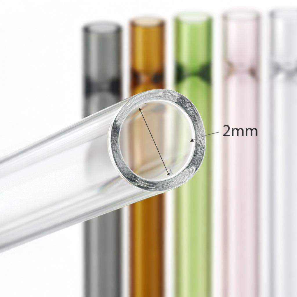 Borosilicate Glass Straight Tubes – 9PCS, 4 Inch Lab Glass Tubing, 12mm OD, 2mm Wall
