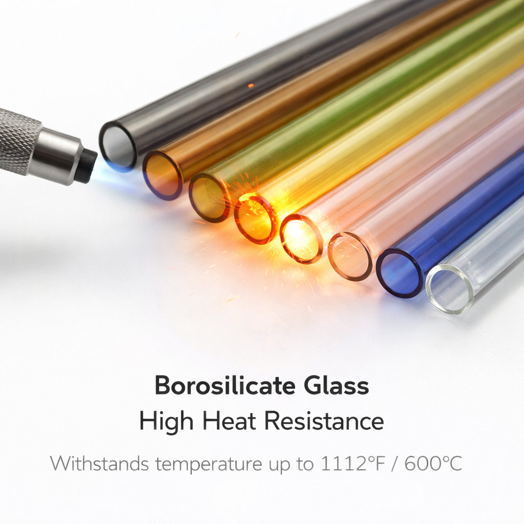 Borosilicate Glass Straight Tubes – 9PCS, 4 Inch Lab Glass Tubing, 12mm OD, 2mm Wall